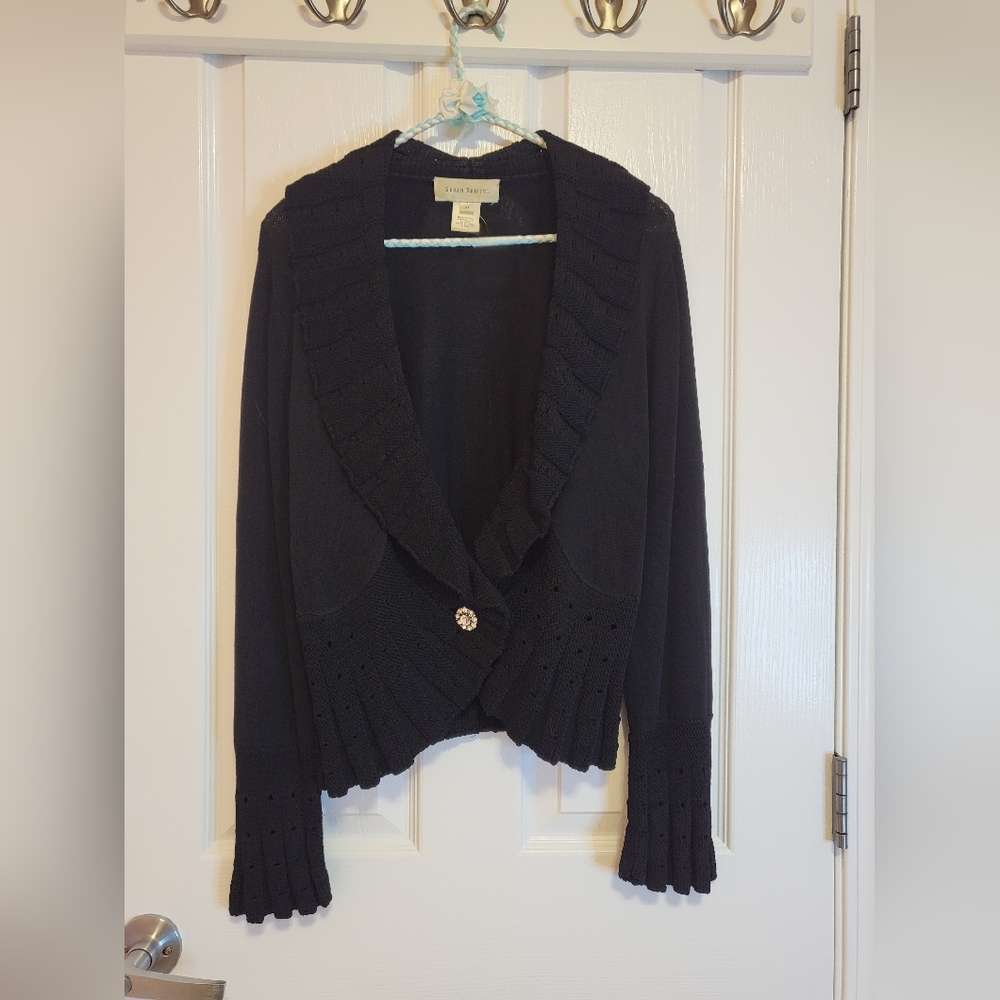 Black Sweater With Ruffle Edges